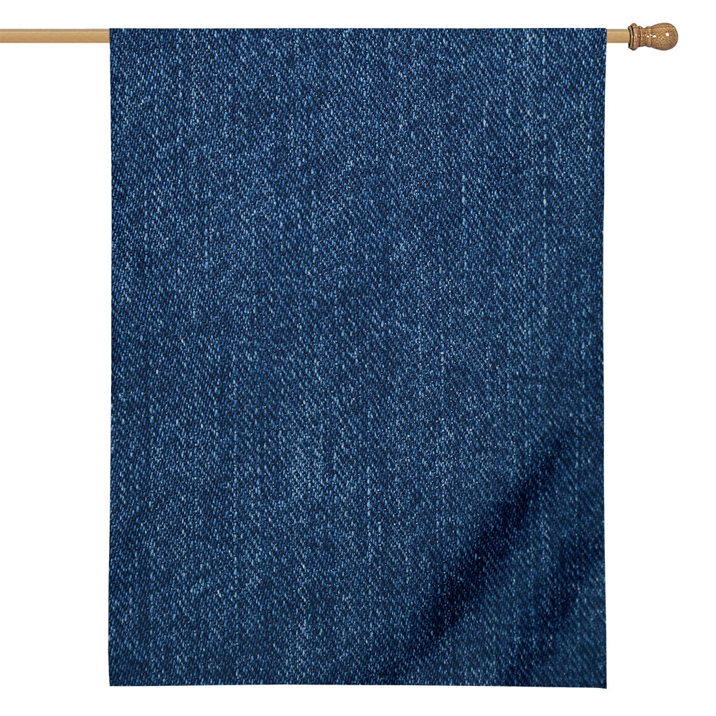 Navy Blue Denim Jeans Print House Flag