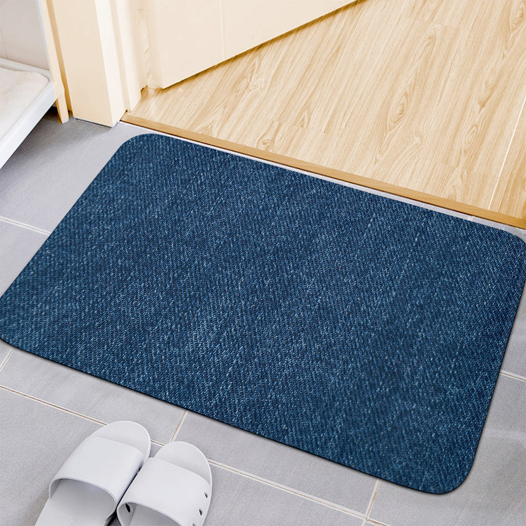 Navy Blue Denim Jeans Print Indoor Door Mat