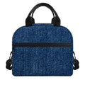 Navy Blue Denim Jeans Print Insulated Lunch Bag