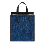 Navy Blue Denim Jeans Print Insulated Lunch Tote