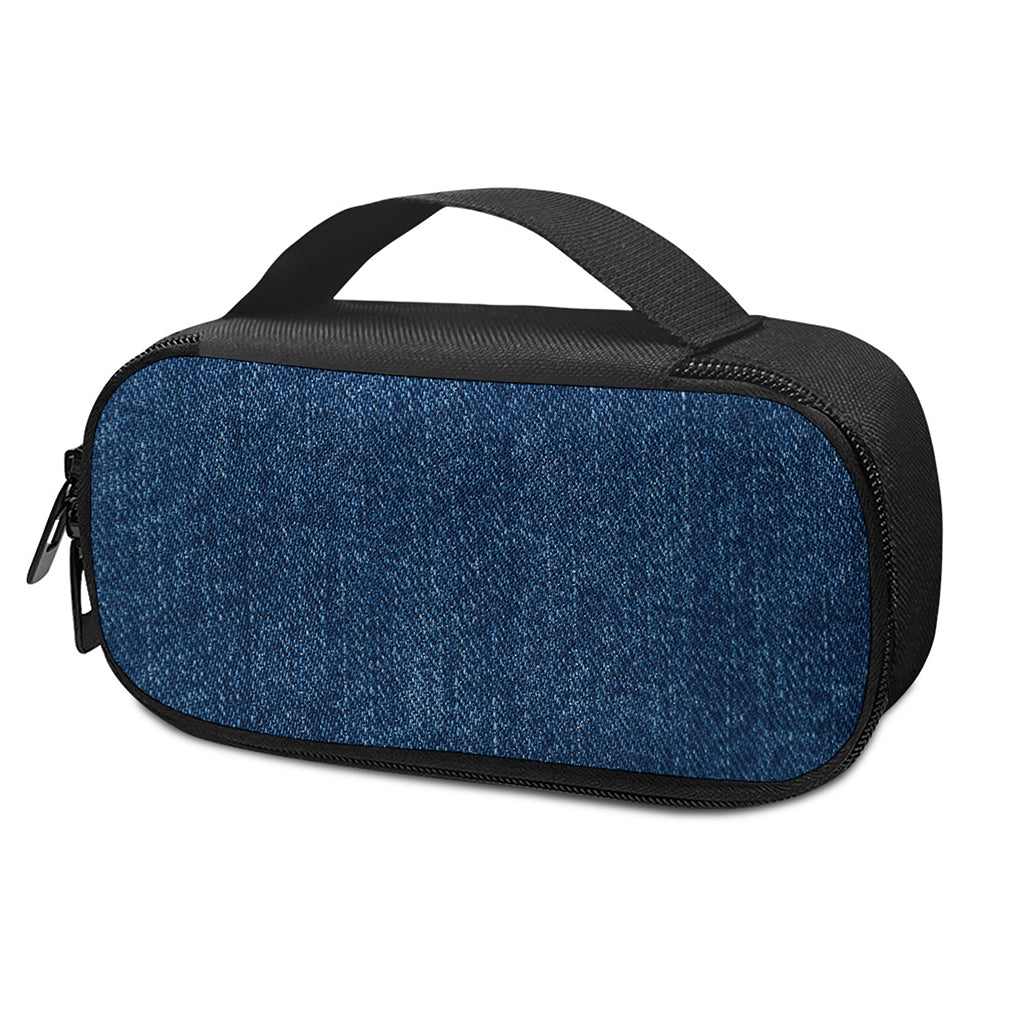 Navy Blue Denim Jeans Print Insulin Cooler Travel Case
