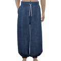 Navy Blue Denim Jeans Print Lantern Pants