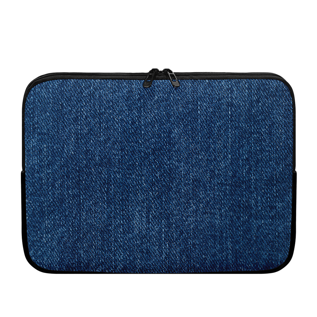 Navy Blue Denim Jeans Print Laptop Sleeve