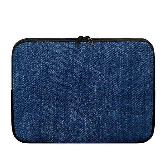Navy Blue Denim Jeans Print Laptop Sleeve