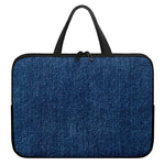 Navy Blue Denim Jeans Print Laptop Sleeve With Handle