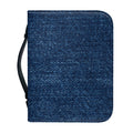 Navy Blue Denim Jeans Print Leather Bible Cover