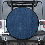 Navy Blue Denim Jeans Print Leather Spare Tire Cover