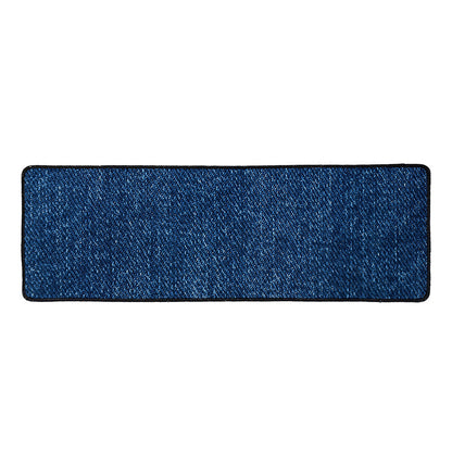 Navy Blue Denim Jeans Print Long Kitchen Mat