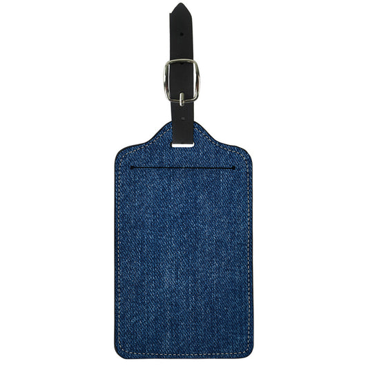Navy Blue Denim Jeans Print Luggage Tag