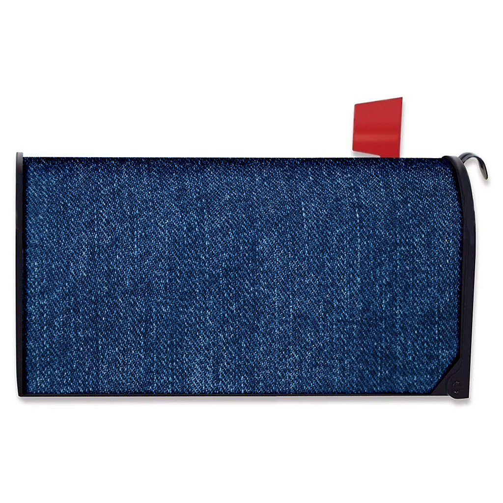 Navy Blue Denim Jeans Print Mailbox Cover