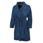 Navy Blue Denim Jeans Print Men's Bathrobe