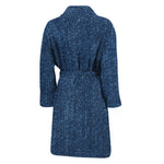Navy Blue Denim Jeans Print Men's Bathrobe