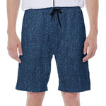 Navy Blue Denim Jeans Print Men's Beach Shorts