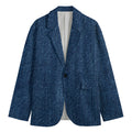 Navy Blue Denim Jeans Print Men's Blazer