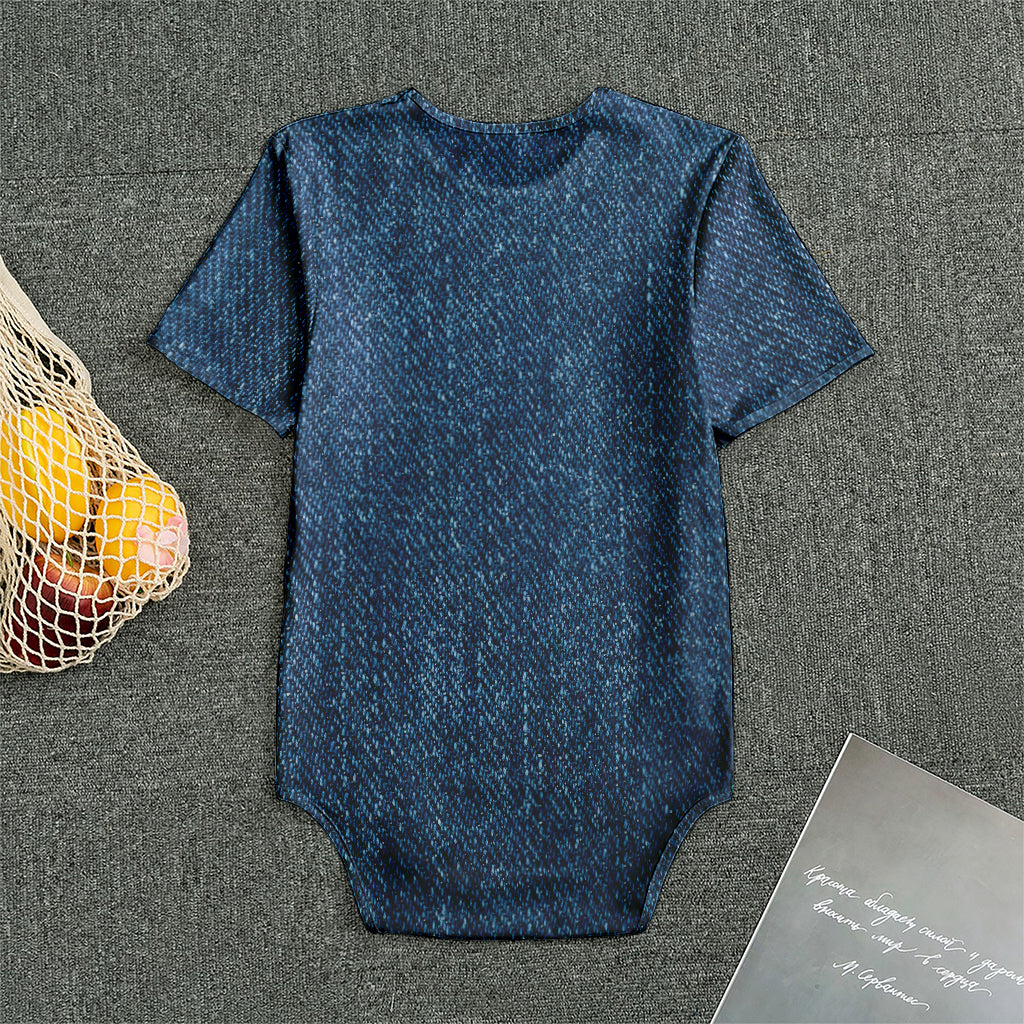 Navy Blue Denim Jeans Print Men's Bodysuit