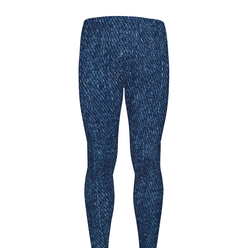 Navy Blue Denim Jeans Print Men's leggings