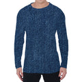 Navy Blue Denim Jeans Print Men's Long Sleeve T-Shirt