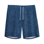 Navy Blue Denim Jeans Print Men's Sports Shorts