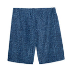 Navy Blue Denim Jeans Print Men's Sports Shorts