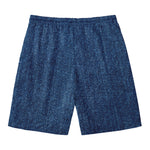 Navy Blue Denim Jeans Print Men's Swim Trunks
