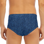 Navy Blue Denim Jeans Print Men's Triangle Swim Briefs