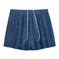 Navy Blue Denim Jeans Print Mesh Shorts