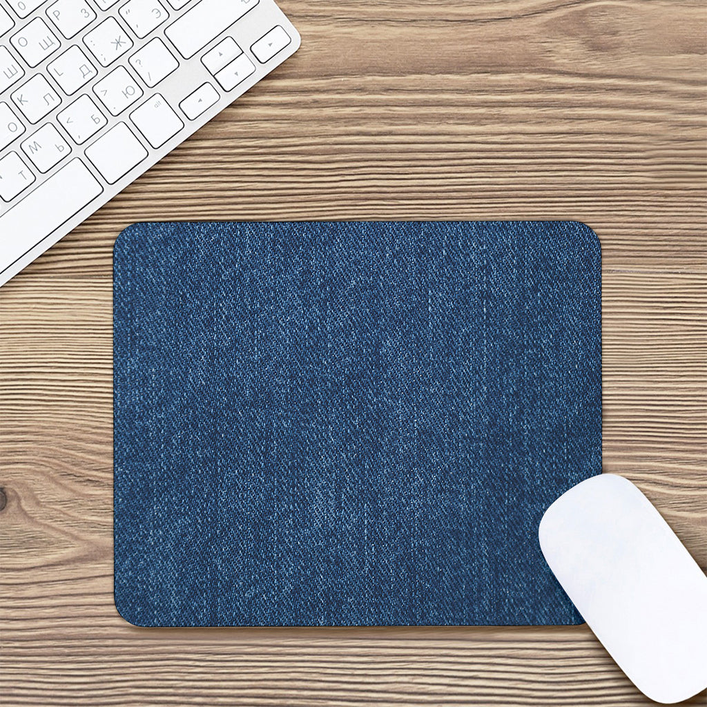 Navy Blue Denim Jeans Print Mouse Pad