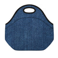 Navy Blue Denim Jeans Print Neoprene Lunch Bag