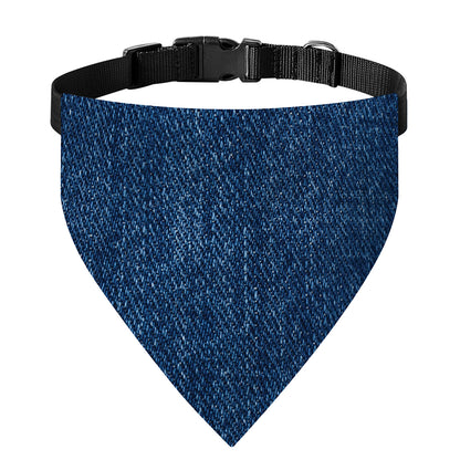 Navy Blue Denim Jeans Print Over The Collar Dog Bandana