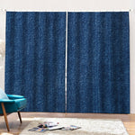 Navy Blue Denim Jeans Print Pencil Pleat Curtains