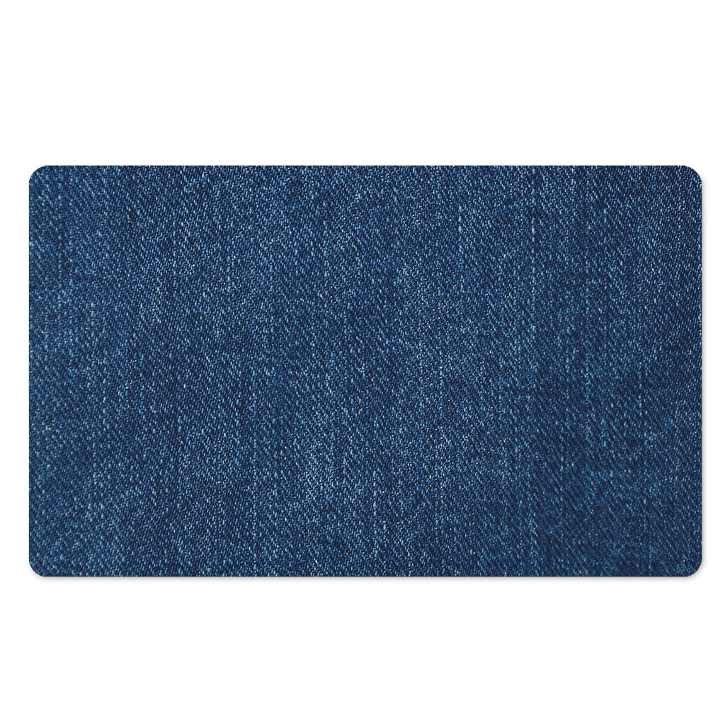 Navy Blue Denim Jeans Print Polyester Doormat