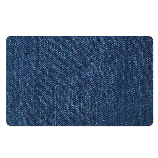 Navy Blue Denim Jeans Print Polyester Doormat