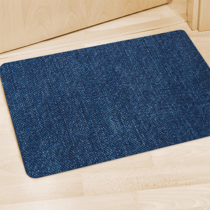 Navy Blue Denim Jeans Print Polyester Doormat