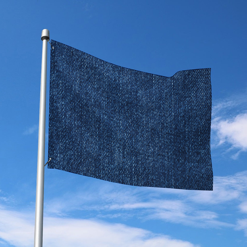 Navy Blue Denim Jeans Print Polyester Flag