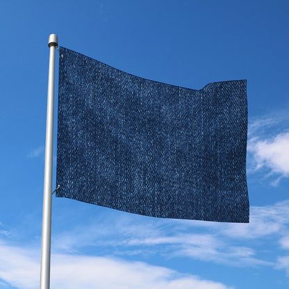Navy Blue Denim Jeans Print Polyester Flag