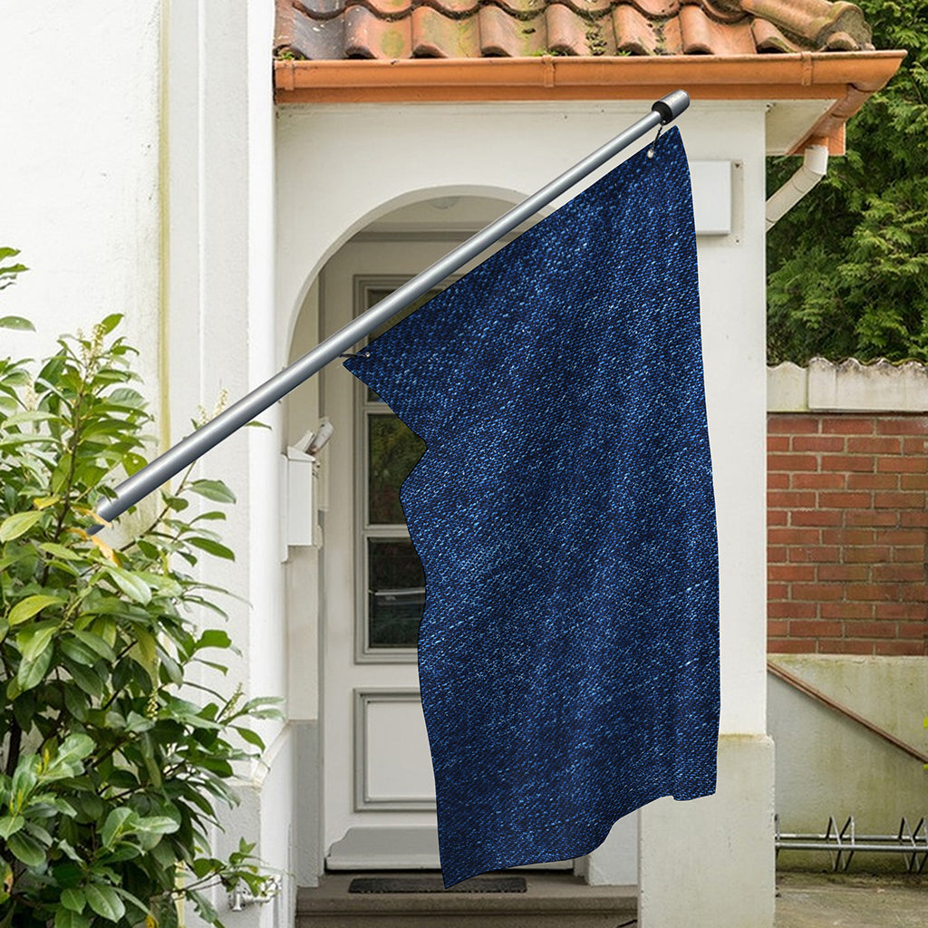 Navy Blue Denim Jeans Print Polyester Flag