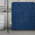 Navy Blue Denim Jeans Print Polyester Shower Curtain