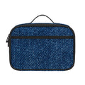 Navy Blue Denim Jeans Print Portable Lunch Bag