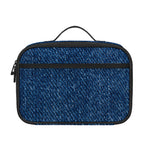 Navy Blue Denim Jeans Print Portable Lunch Bag