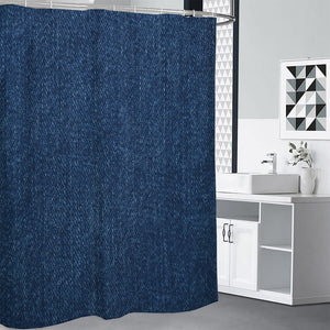 Navy Blue Denim Jeans Print Premium Shower Curtain