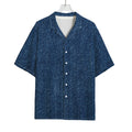 Navy Blue Denim Jeans Print Rayon Hawaiian Shirt
