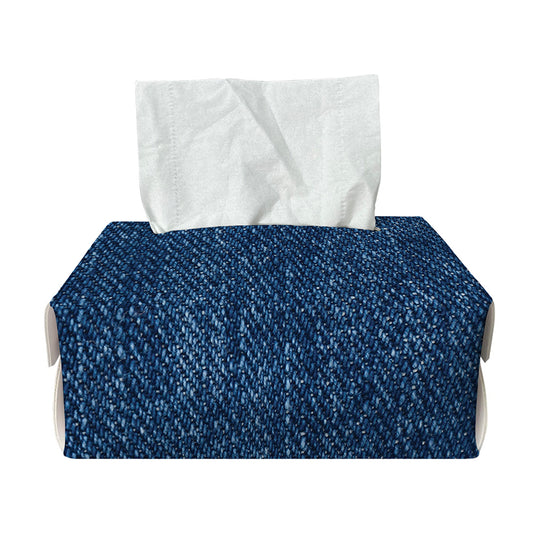 Navy Blue Denim Jeans Print Rectangle Tissue Box Cover