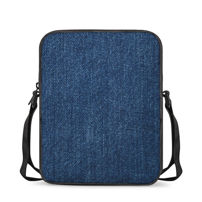 Navy Blue Denim Jeans Print Rectangular Crossbody Bag