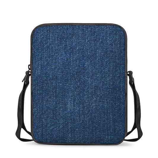 Navy Blue Denim Jeans Print Rectangular Crossbody Bag