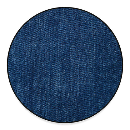 Navy Blue Denim Jeans Print Round Floor Mat