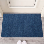 Navy Blue Denim Jeans Print Rubber Doormat