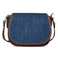 Navy Blue Denim Jeans Print Saddle Bag