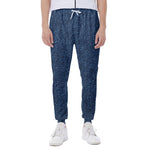 Navy Blue Denim Jeans Print Scuba Joggers