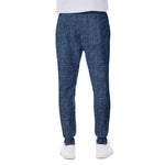 Navy Blue Denim Jeans Print Scuba Joggers