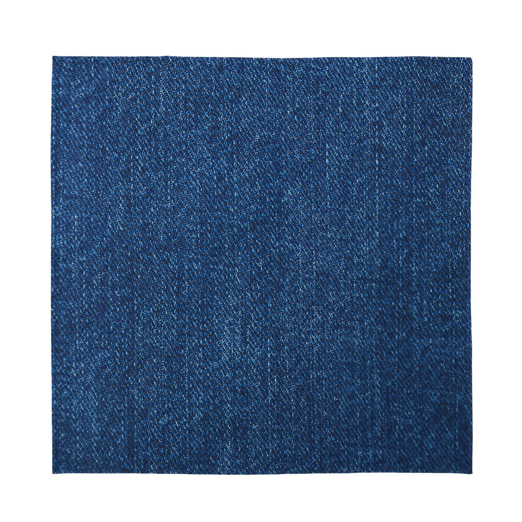 Navy Blue Denim Jeans Print Silk Bandana